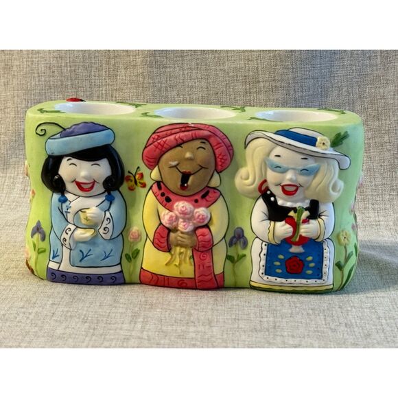 NIB PartyLite Garden Gals Multi Tealight Candle Holder 8" Long x 4" Tall - Picture 5 of 9